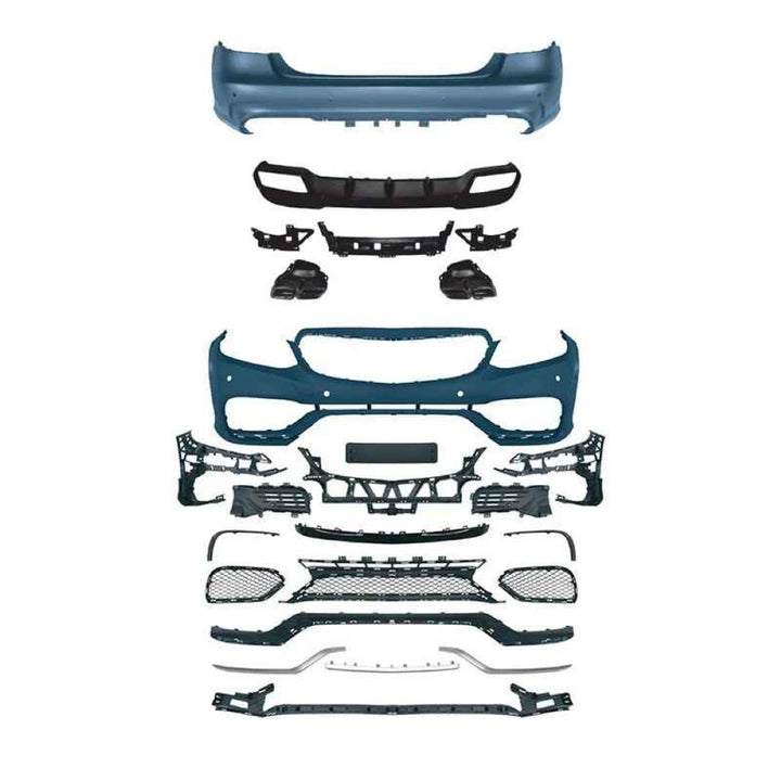 Car Craft Compatible With Mercedes Benz E Class W212 Lci 2014-2016 Front Rear Bumper Upgrade Convert To Amg E63 Amg Bumper Bodykit Diffuser Exhaust Tip Side Skirts W212-012 CC-9713