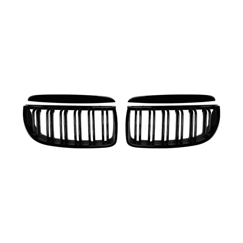 Car Craft Compatible With Bmw 3 Series E90 E91 Pre-facelift 2005-2008 Front Bumper Show Gril Glossy Black Dual Line