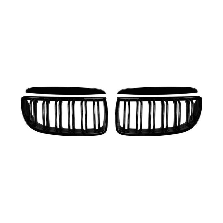 Car Craft Compatible With Bmw 3 Series E90 E91 Pre-facelift 2005-2008 Front Bumper Show Gril Glossy Black Dual Line
