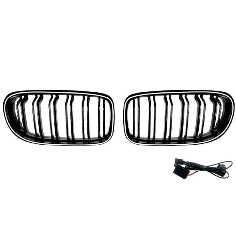 Car Craft Compatible With Bmw 3 Series E90 Lci 2009-2012 Front Bumper Illuminated Led Light Show Mesh Grill Dual Line Bar Led Zst-1360 Dual Led Glossy Black - CAR CRAFT INDIA