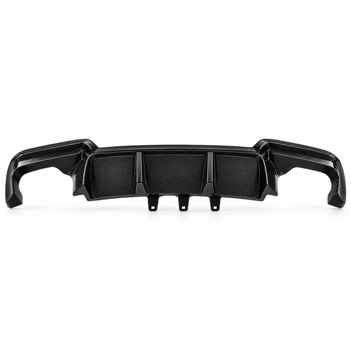 Car Craft Compatible With Bmw 5 Series F10 2010-2017 M Sport M5 Bumper Diffuser Rear After Lip Skirt 2 Fin Carbon Fiber Look