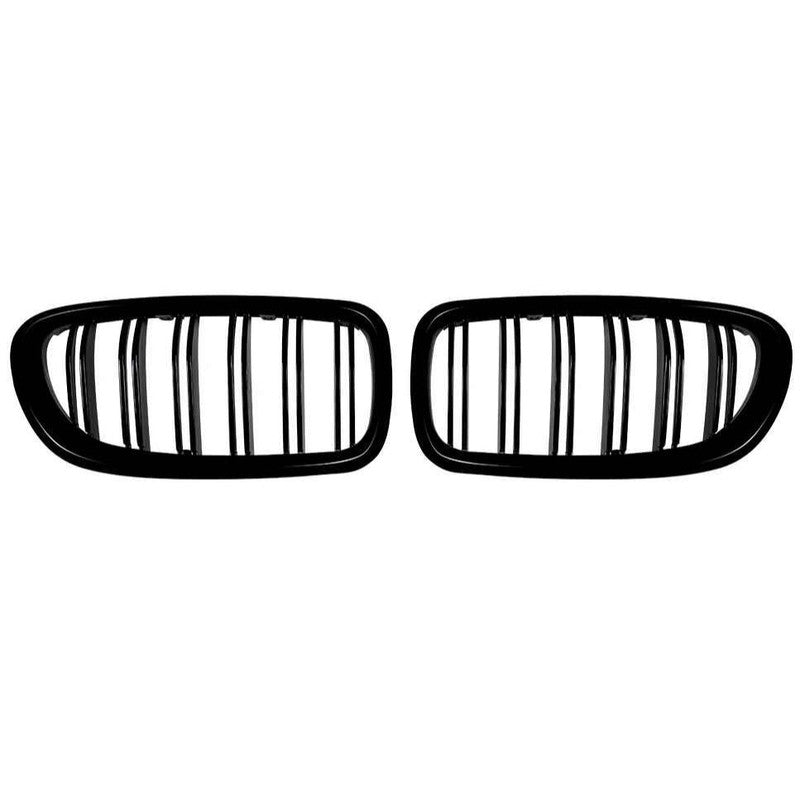 Car Craft Compatible With Bmw 5 Series F10 2010-2017 Front Bumper Show Mesh Grill Dual Line Bar Zst-1426 Dual Glossy Black - CAR CRAFT INDIA