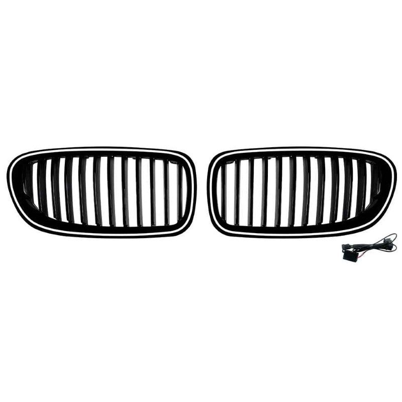 Car Craft Compatible With Bmw 5 Series F10 2010-2017 Front Bumper Show Mesh Grill Single Line Bar Illuminated Led Light Zst-1426 Led Single Glossy Black - CAR CRAFT INDIA