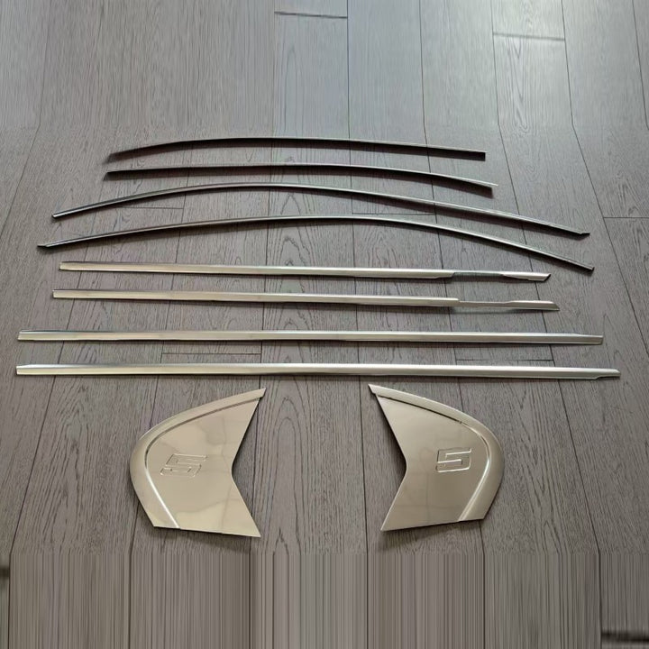 Car Craft Compatible With Bmw 5 Series F10 2010-2017 Side Rear Door Window Garnish Louver Frame Cover Chrome Trim G60 Style Chrome Silver Set G60 Style - CAR CRAFT INDIA