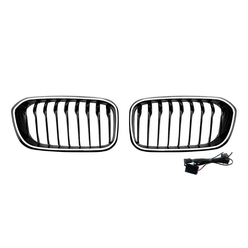 Car Craft Compatible With Bmw 1 Series F20 Lci 2015-2019 Front Bumper Illuminated Led Light Show Mesh Grill Single Line Led Light Zst-1328 Single Led Glossy Black - CAR CRAFT INDIA
