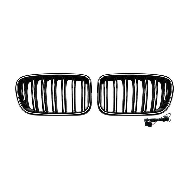 Car Craft Compatible With Bmw X3 F25 2011-2013 Front Bumper Show Gril Glossy Black Dual Line With Led Light