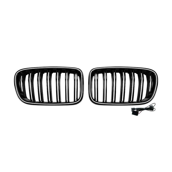 Car Craft Compatible With Bmw X3 F25 2011-2013 Front Bumper Show Gril Glossy Black Dual Line With Led Light