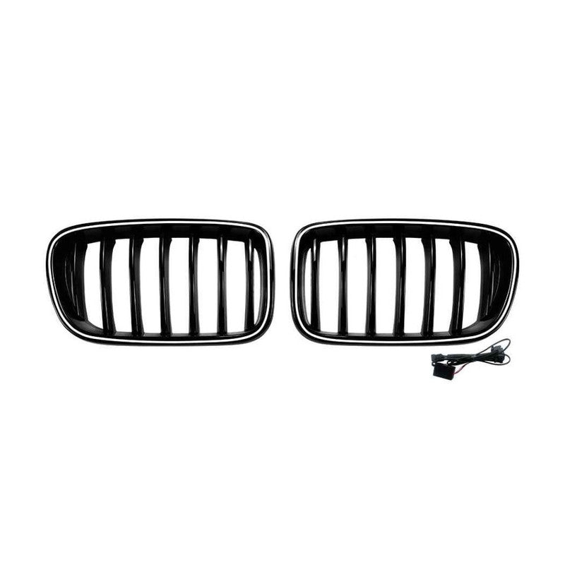 Car Craft Compatible With Bmw X3 F25 2011-2013 Front Bumper Show Gril Glossy Black Single Line With Led Light