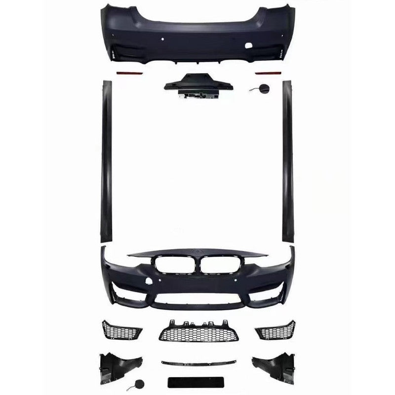 Car Craft Compatible With Bmw 3 Series F30 2012-2018 Upgrade Convert To F80 M3 M4 Bodykit Front Rear Bumper Side Short Skirts Splitter Diffufser Set F30/35-024