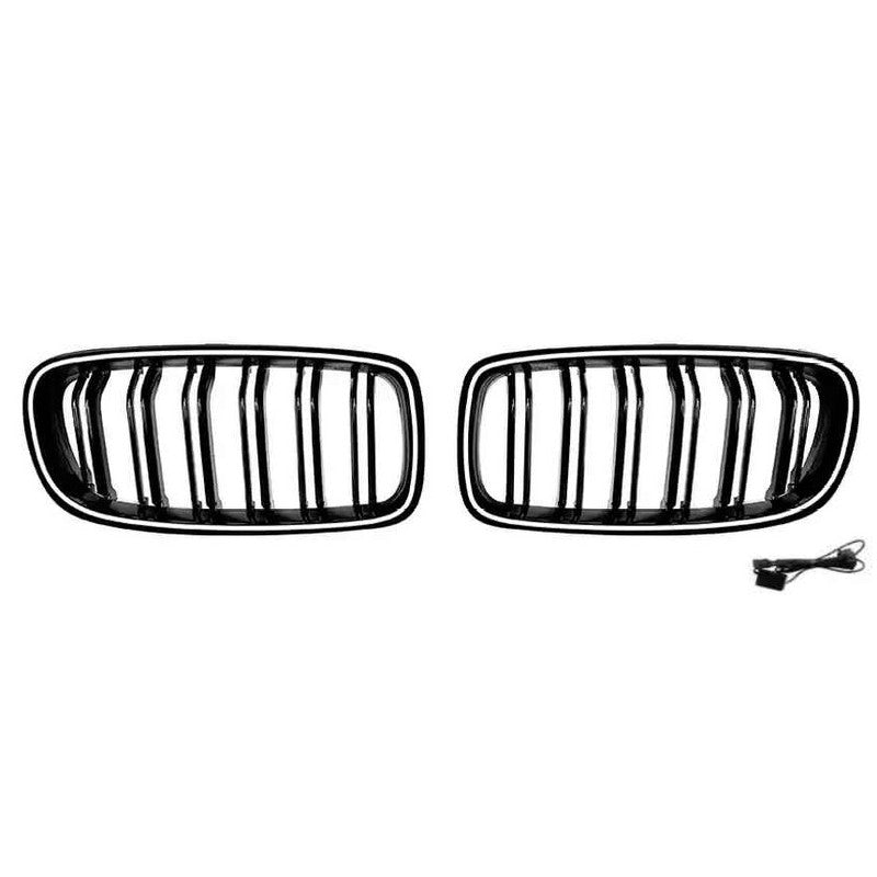 Car Craft Compatible With Bmw 3 Series F30 F80 2012-2018 M3 M4 Front Bumper Show Mesh Grill Dual Line Bar Illuminated Led Light Zst-1329 Dual Led Glossy Black - CAR CRAFT INDIA