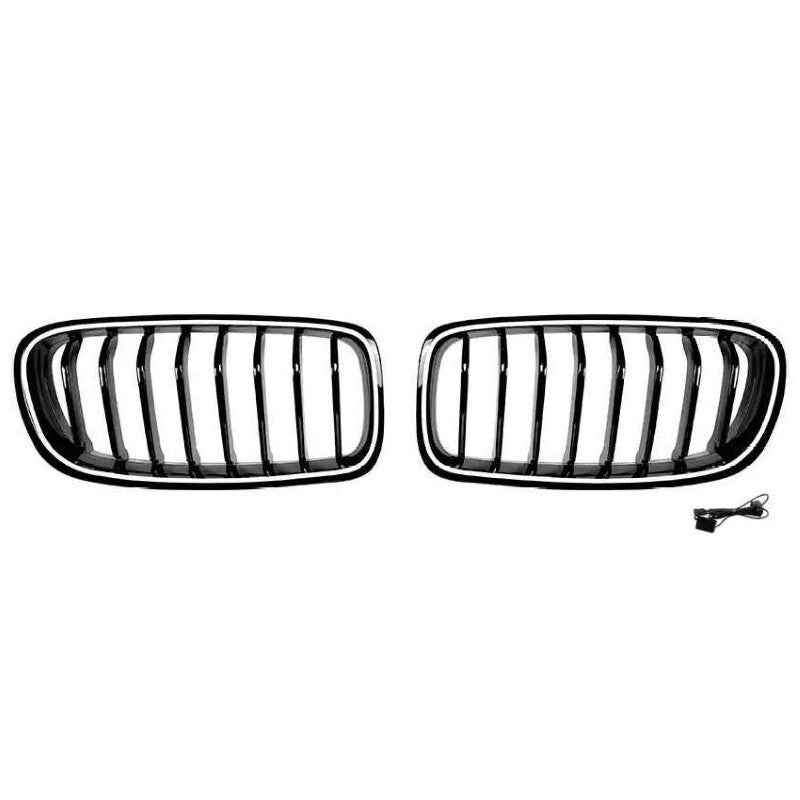 Car Craft Compatible With Bmw 3 Series F30 F80 2012-2018 M3 M4 Front Bumper Show Mesh Grill Single Line Bar Illuminated Led Light Zst-1329 Single Led Glossy Black - CAR CRAFT INDIA