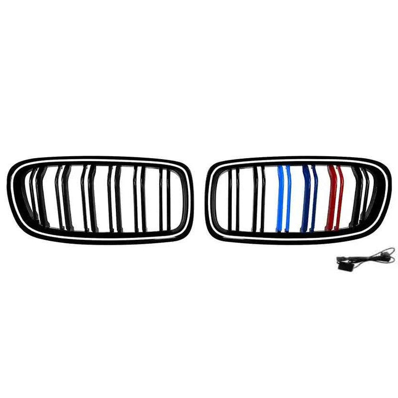 Car Craft Compatible With Bmw 3 Series F30 F80 2012-2018 M3 M4 Front Bumper Show Mesh Grill Dual Line Bar Three Colour Illuminated Led Light Zst-1329 Dual Led Three Colour - CAR CRAFT INDIA