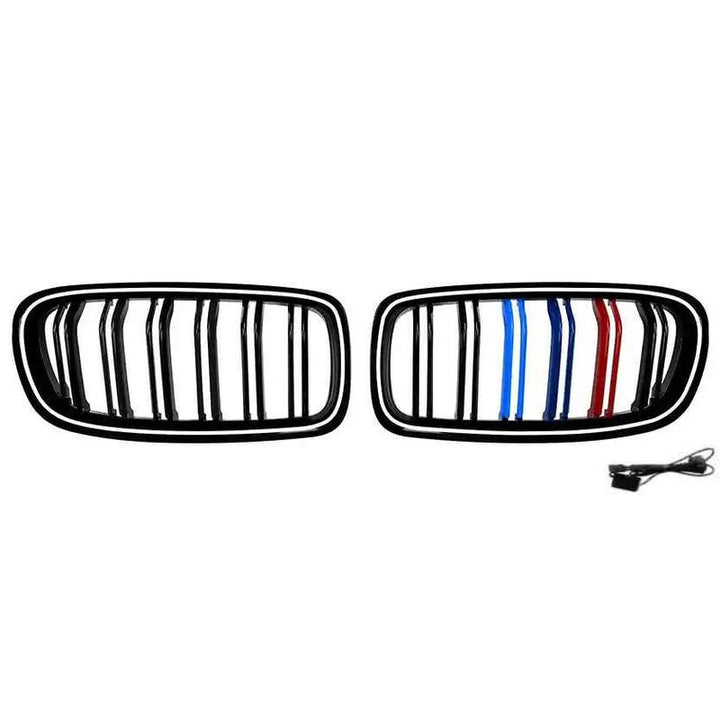 Car Craft Compatible With Bmw 3 Series F30 F80 2012-2018 M3 M4 Front Bumper Show Mesh Grill Dual Line Bar Three Colour Illuminated Led Light Zst-1329 Dual Led Three Colour - CAR CRAFT INDIA