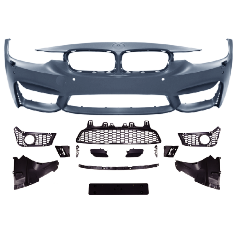 Car Craft Compatible With Bmw 3 Series F30 2012-2018 Upgrade Facelift Convert To M Sport M3 M4 Bodykit Front Bumper Skirt With Fog Lamp Hole Gc F30/35-014