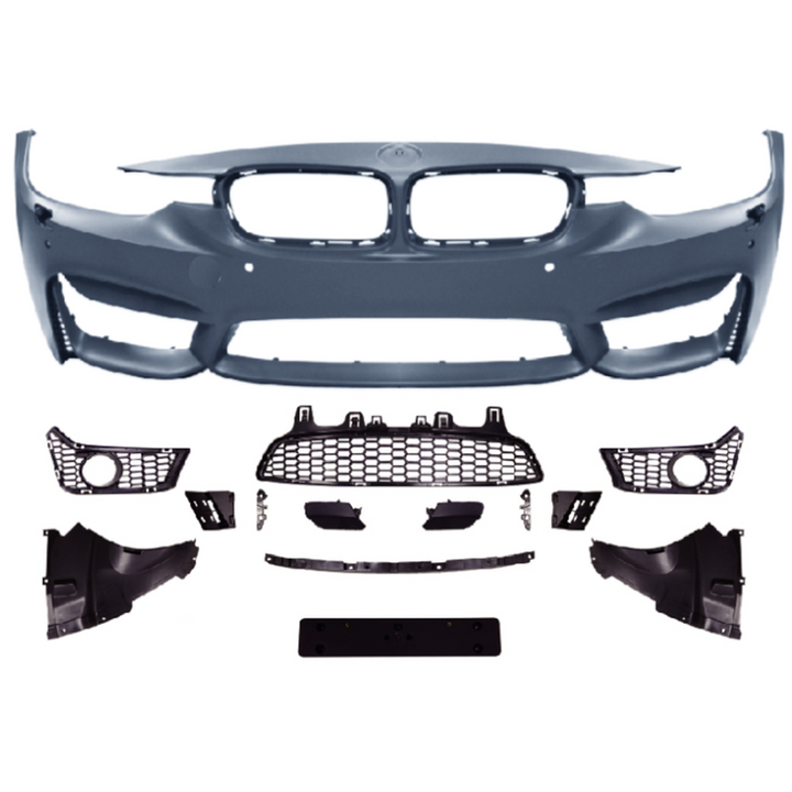 Car Craft Compatible With Bmw 3 Series F30 2012-2018 Upgrade Facelift Convert To M Sport M3 M4 Bodykit Front Bumper Skirt With Fog Lamp Hole Gc F30/35-014