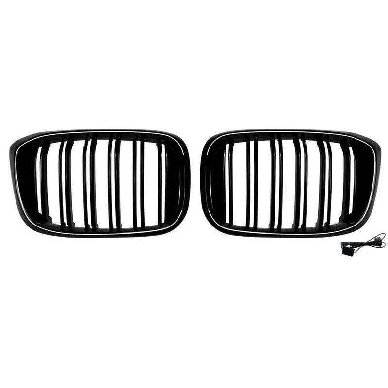 Car Craft Compatible With Bmw X3 G01 X4 G02 Pre-facelift 2018-2022 Front Bumper Illuminated Led Light Show Mesh Grill Double Line Bar Zst-1461 Dual Led Glossy Black - CAR CRAFT INDIA