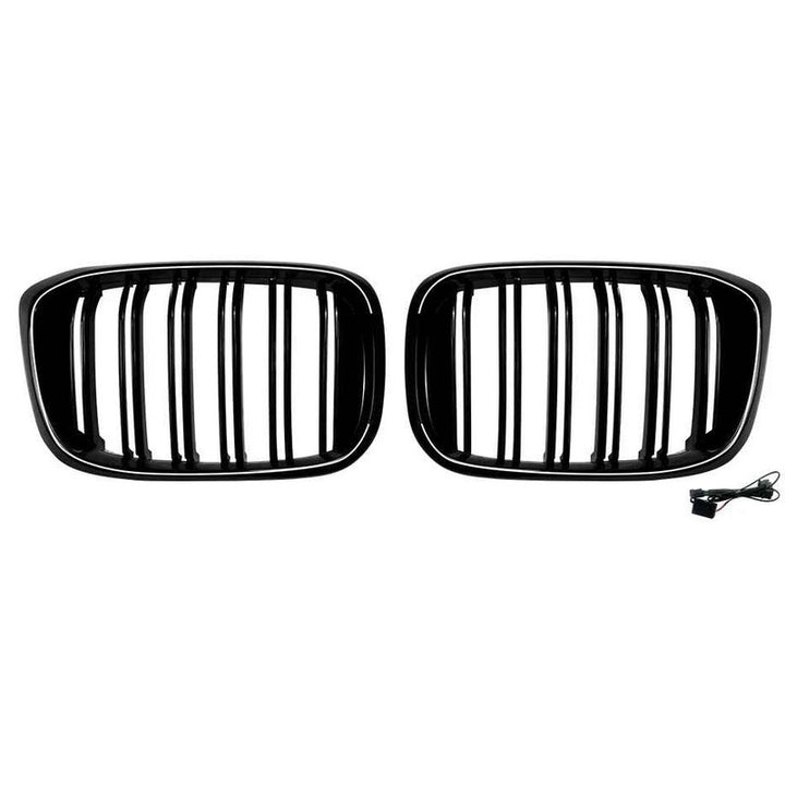 Car Craft Compatible With Bmw X3 G01 X4 G02 Pre-facelift 2018-2022 Front Bumper Illuminated Led Light Show Mesh Grill Double Line Bar Zst-1461 Dual Led Glossy Black - CAR CRAFT INDIA