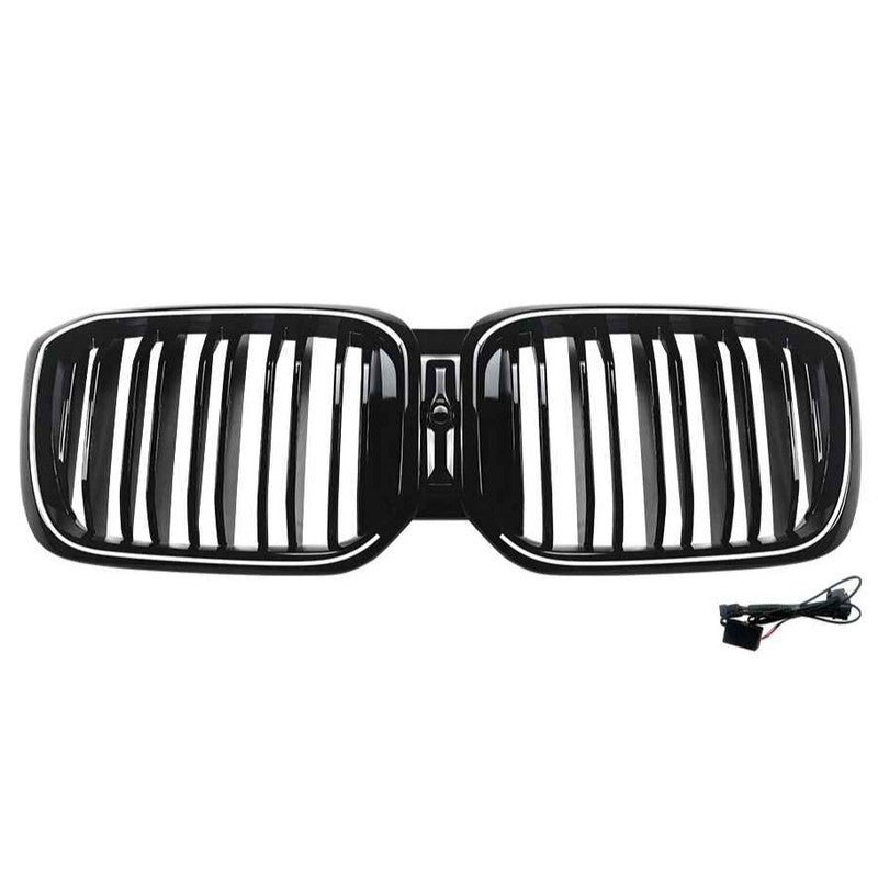 Car Craft Compatible With Bmw X3 G01 X4 G02 Lci 2022-2024 Front Bumper Illuminated Led Light Show Mesh Grill Dual Line Bar Zst-1462 Dual Led Glossy Black - CAR CRAFT INDIA