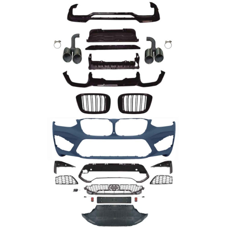 Car Craft Compatible With Bmw X4 G02 2018-2021 Upgrade Convert To M Sport M Performance X4m Bodykit Body Kit Front Bumper Splitter Grill Lip Diffuser Exhaust Pipe Tip 25i Gc G02 003