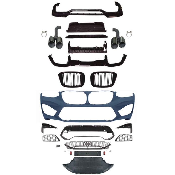 Car Craft Compatible With Bmw X4 G02 2018-2021 Upgrade Convert To M Sport M Performance X4m Bodykit Body Kit Front Bumper Splitter Grill Lip Diffuser Exhaust Pipe Tip 25i Gc G02 003