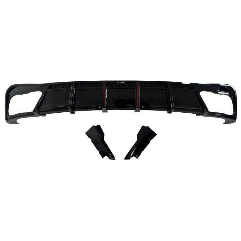 Car Craft Compatible With Bmw X5 G05 2023+ M Sport X5m After Rear Bumper Lip Diffuser Splitter Skirts Trim V Ten Vten Style With Led Light - CAR CRAFT INDIA