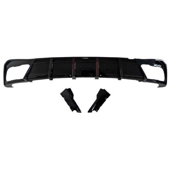 Car Craft Compatible With Bmw X5 G05 2023+ M Sport X5m After Rear Bumper Lip Diffuser Splitter Skirts Trim V Ten Vten Style With Led Light - CAR CRAFT INDIA