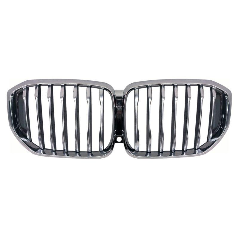 Car Craft Compatible With Bmw X5 G05 Lci 2023-2026 M Sport Mt M Tech Front Bumper Show Grill Single Silver Chrome Gc G05 G18 003
