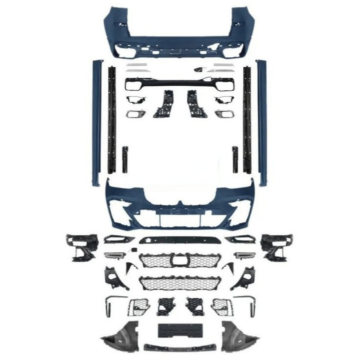 Car Craft Compatible With Bmw X7 G07 2019-2022 Front Rear Bumper Upgrade Convert To M Sport M Performance M Tech Mt Bodykit Body Kit Bumper Side Skirt Rear After Lip Diffuser Exhasut Pipe Tips Gc G07 005