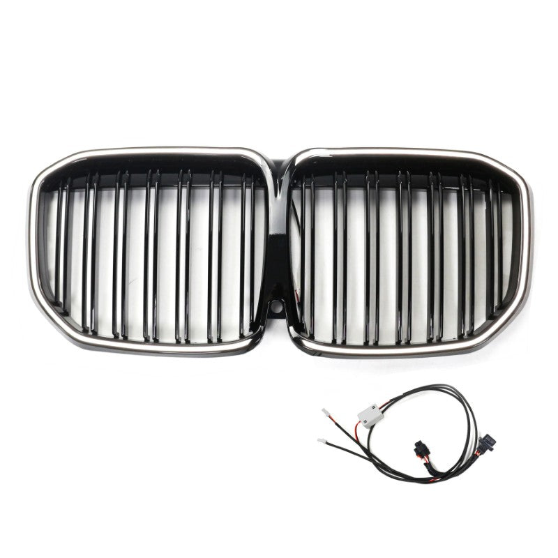 Car Craft Compatible With Bmw X7 G07 2019-2022 Front Bumper Luminous Illuminated Led Glow Show Grill Dual Bar Line Glossy Black - CAR CRAFT INDIA