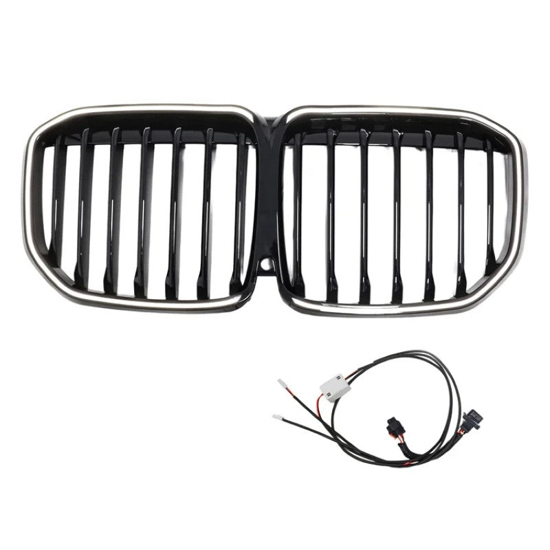 Car Craft Compatible With Bmw X7 G07 2019-2022 Front Bumper Luminous Illuminated Led Glow Show Grill Single Bar Line Glossy Black - CAR CRAFT INDIA