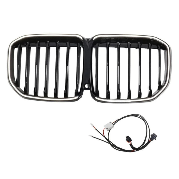 Car Craft Compatible With Bmw X7 G07 2019-2022 Front Bumper Luminous Illuminated Led Glow Show Grill Single Bar Line Glossy Black - CAR CRAFT INDIA