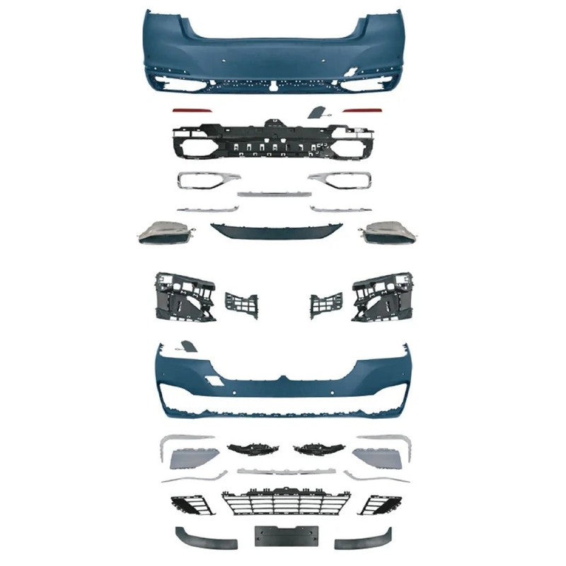 Car Craft Compatible With Bmw 7 Series G12 2019-2022 Front Rear Bumper Upgrade Convert To M Sport M7 Classic Bodykit Body Kit Bumper Side Skirt Rear After Lip Diffuser Exhasut Pipe Tips Gc G11 12 017