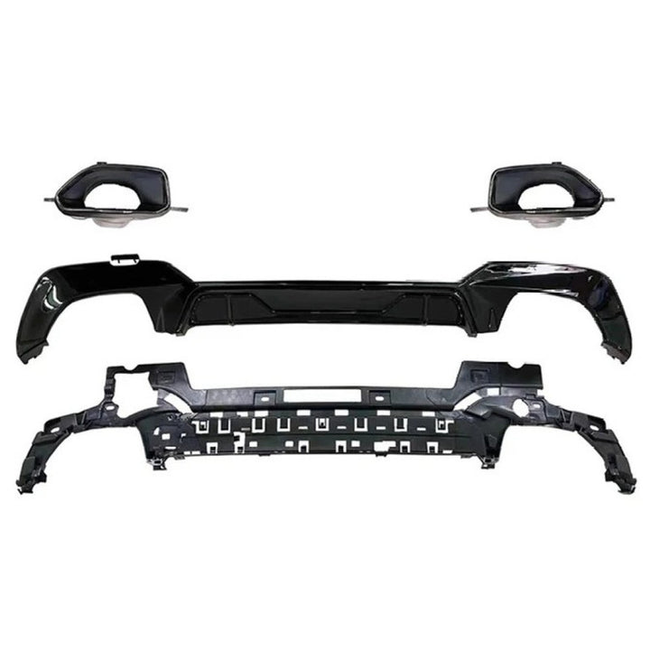 Car Craft Compatible With Bmw 3 Series G20 G28 2019-2022 M340 M330 M Sport M Performance Mp M Tech Bumper Rear After Lip Diffuser Skirt Trim Lip Square With Exhaust Tip Pipe Gc G20/28-006