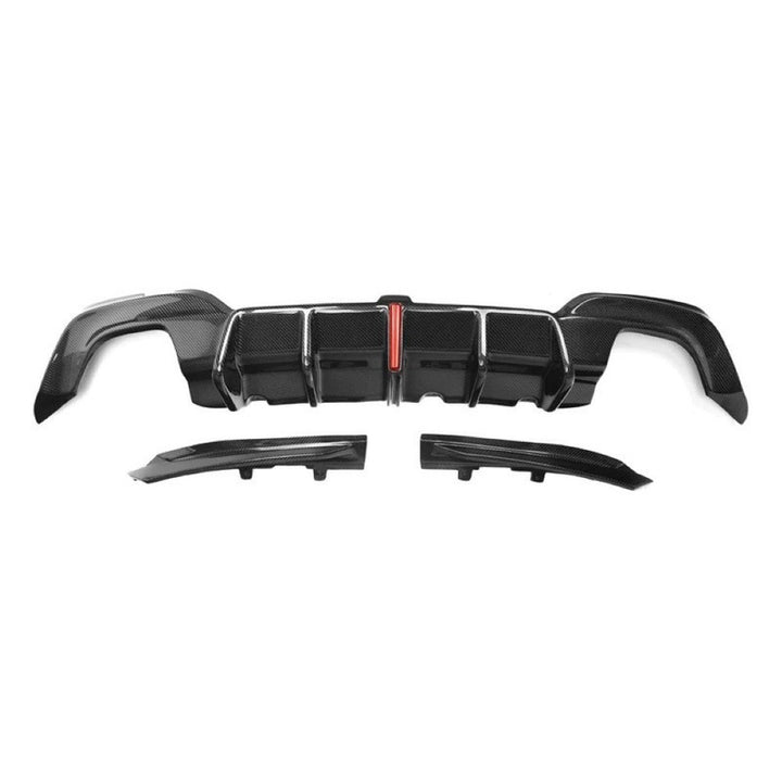 Car Craft Compatible With Bmw 3 Series G20 2019-2023 M Sport Rear Bumper Real Carbon Fiber Lip Diffuser Skirts Splitter F1 Style With Led Light - CAR CRAFT INDIA