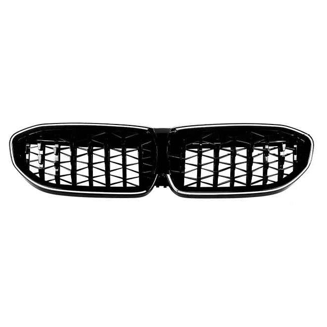 Car Craft Compatible With Bmw 3 Series G20 G21 Pre-facelift 2019-2022 Front Bumper Show Gril Diamond Black With Led Light