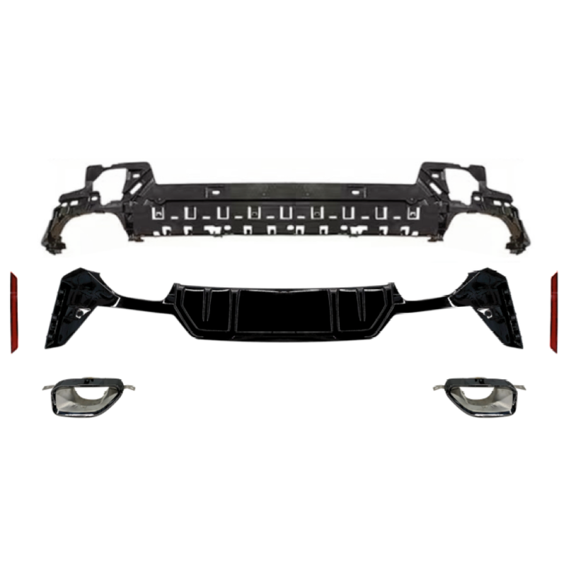 Car Craft Compatible With Bmw 3 Series G20 LCI 2023+ Upgrade Facelift Convert To M Performance M Sport M Tech M-tech Bodykit Rear After Bumper Lip Splitter Skirt Diffuser With Exhaust Tip Pipe Gc G20-038 Glossy Black
