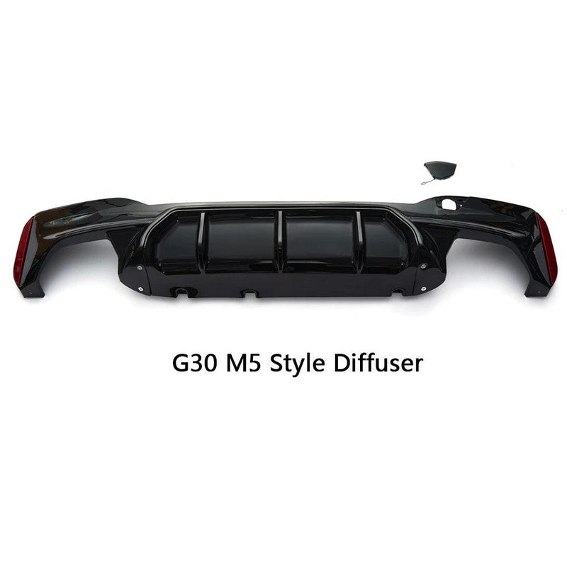 Car Craft Compatible With Bmw 5 Series Lci G30 G38 F90 2018-2025 M Sport M5 Rear Bumper Lip Diffuser Skirt 3 Line G30/38-031/032 Cf Carbon Fiber Look CC-10383