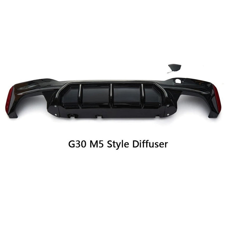 Car Craft Compatible With Bmw 5 Series Lci G30 G38 F90 2018-2025 M Sport M5 Rear Bumper Lip Diffuser Skirt 3 Line G30/38-031/032 Cf Carbon Fiber Look CC-10383