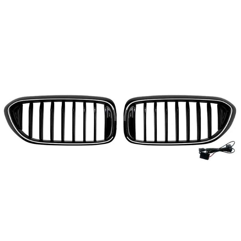 Car Craft Compatible With Bmw 5 Series G30 2017-2020 Front Bumper Show Mesh Grill Single Line Bar Illuminated Led Light Zst-1463 Led Single Glossy Black - CAR CRAFT INDIA