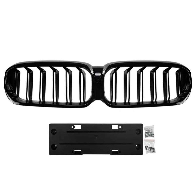 Car Craft Compatible With Bmw 5 Series G30 Lci 2021-2024 Front Bumper Show Mesh Grill Dual Line Bar Zst-1464 Dual Glossy Black - CAR CRAFT INDIA