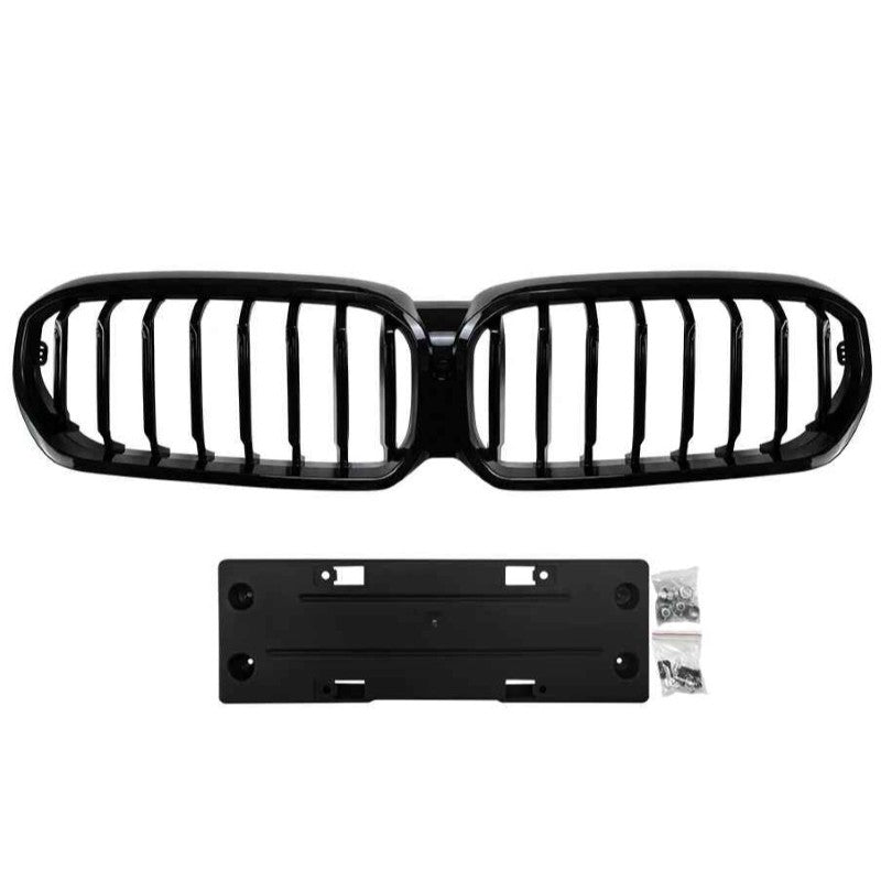 Car Craft Compatible With Bmw 5 Series G30 Lci 2021-2024 Front Bumper Show Mesh Grill Single Line Bar Zst-1464 Single Glossy Black - CAR CRAFT INDIA