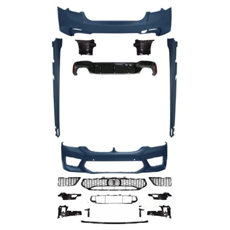Car Craft Compatible With Bmw 5 Series G30 G38 F90 2018-2020 Upgrade Facelift Convert To M5 M Sport Front Rear Bumper Bodykit Assembly Side Skirt Splitter Diffuser Lip Set G30-033