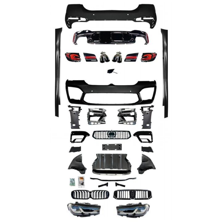 Car Craft Compatible With Bmw 5 Series G30 2017-2020 To G30 F90 Lci 2021+ M5 M Sports Upgrade Facelift Conversion Bodykit Bumper Trunk Headlight Taillight CC-6347
