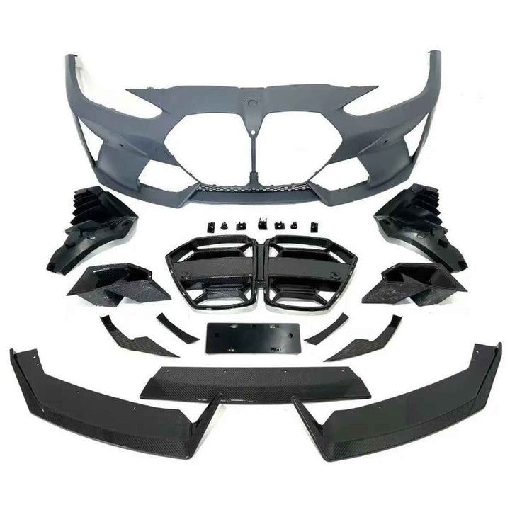 Car Craft Comptible With Bmw G80 G82 G83 M3 M4 2020+ Front Upgraded Facelift Bumper Real Dry Carbon Fiber Body Kit Grill Skirts Splitter Lip Trims Vten Style CC-9078