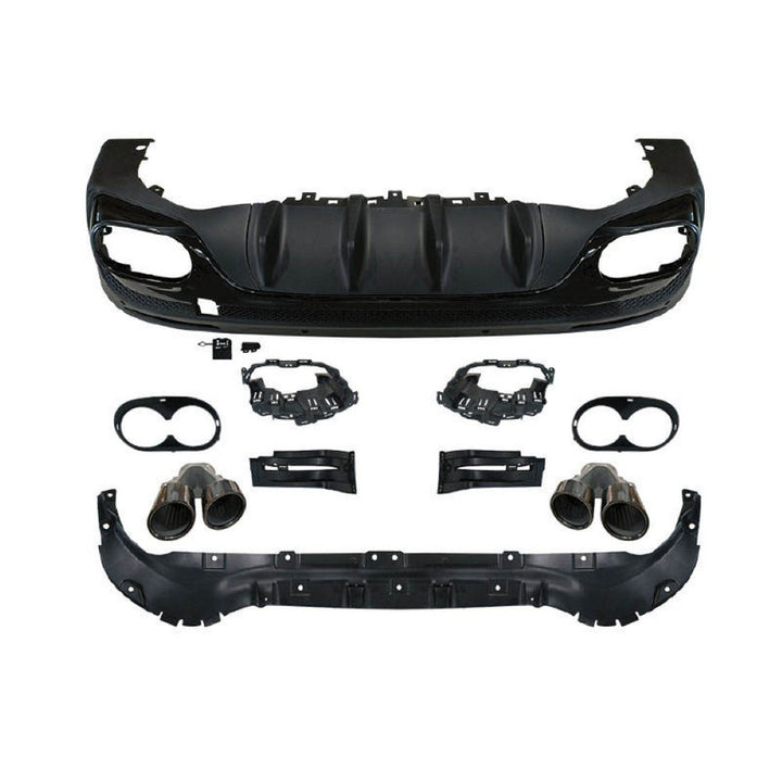 Car Craft Compatible With Mercedes Benz Glb W247 X247 2020-2024 Upgrade Convert To Glb45 Amg Bodykit Rear Bumper After Lip Diffuser Skirt With Exhaust Pipe Tip Black Gc X247-010 Gc X247-012