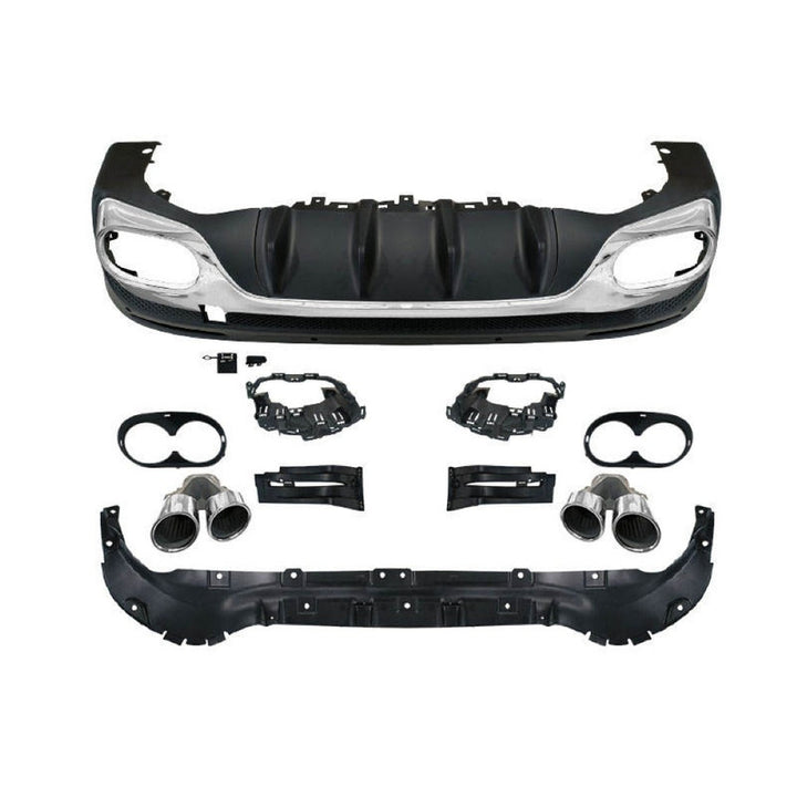 Car Craft Compatible With Mercedes Benz Glb W247 X247 2020-2024 Upgrade Convert To Glb45 Amg Bodykit Rear Bumper After Lip Diffuser Skirt With Exhaust Pipe Tip Silver Gc X247-010 Gc X247-011