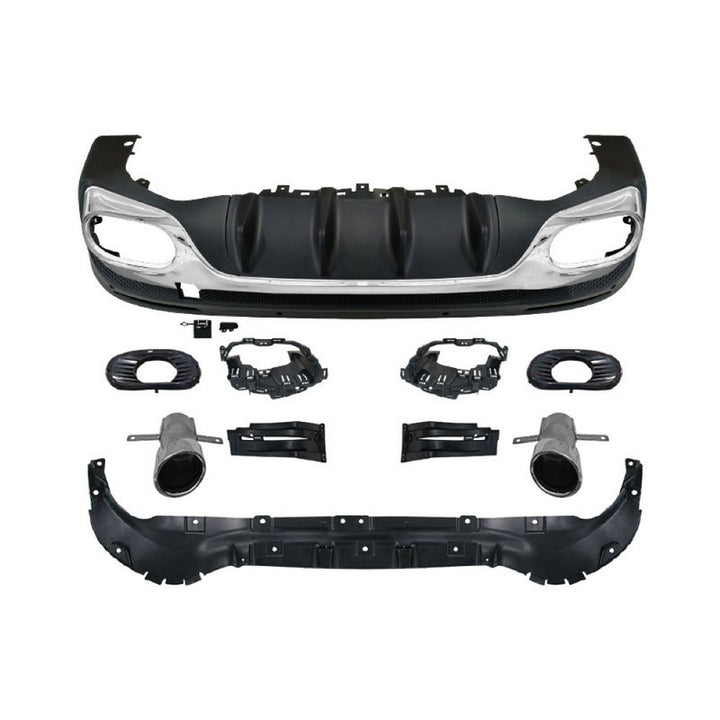 Car Craft Compatible With Mercedes Benz Glb W247 X247 2020-2024 Upgrade Convert To Glb35 Amg Bodykit Rear Bumper After Lip Diffuser Skirt With Exhaust Pipe Tip Silver Gc X247-007 Gc X247-008