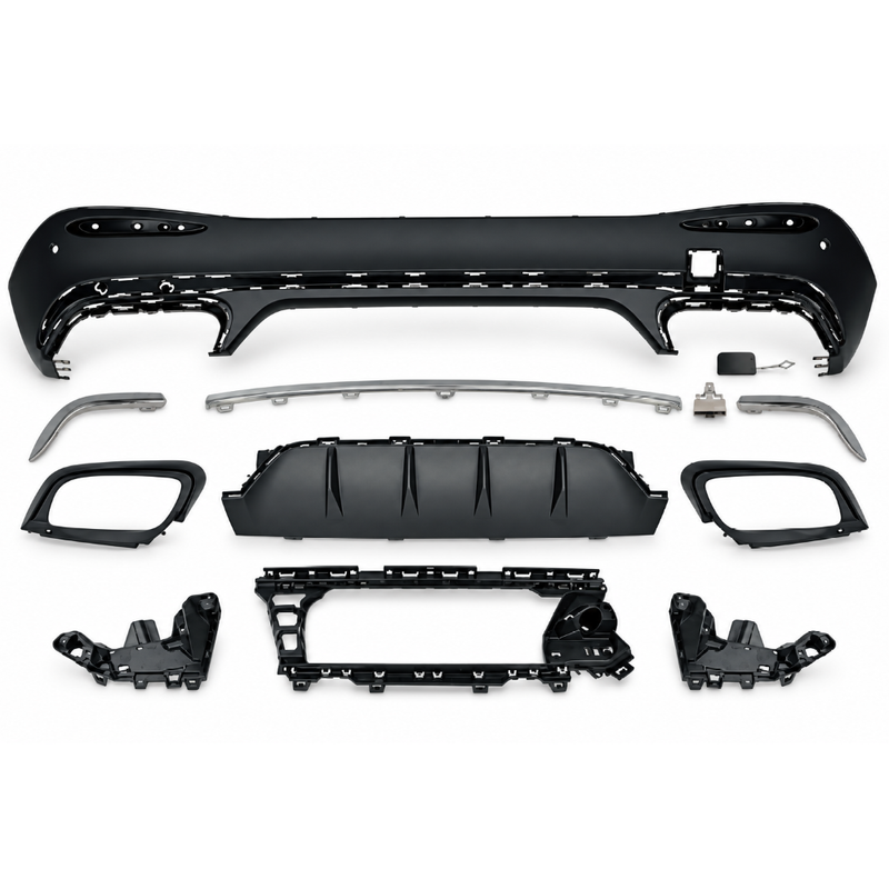 Car Craft Compatible With Mercedes Benz Glc W254 2023-2026 Upgrade Facelift Convert To Glc63 Amg Bodykit Rear Bumper Skirt Diffuser Rear After Lip Silver Gc W254-005