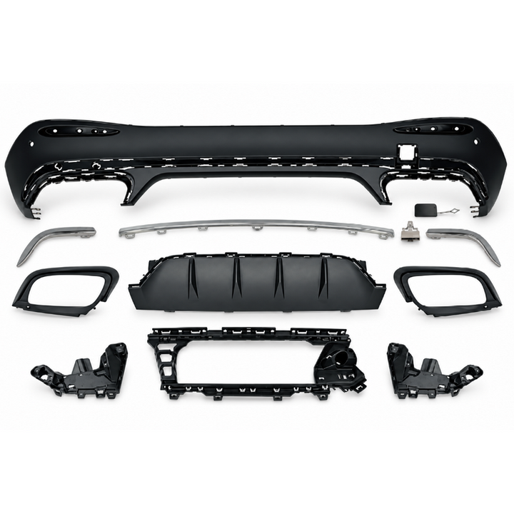 Car Craft Compatible With Mercedes Benz Glc W254 2023-2026 Upgrade Facelift Convert To Glc63 Amg Bodykit Rear Bumper Skirt Diffuser Rear After Lip Silver Gc W254-005