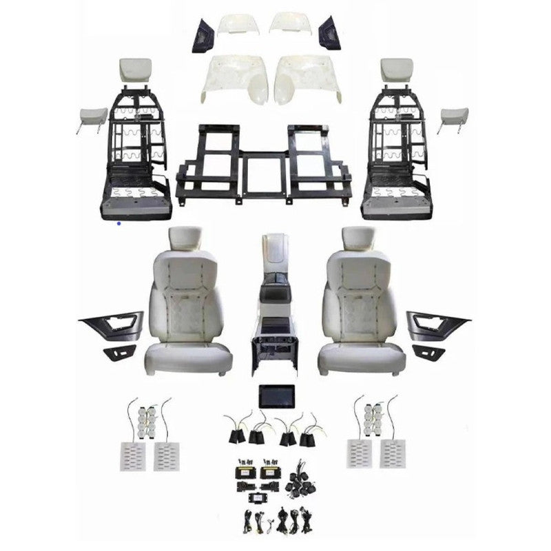 Car Craft Compatible With Toyota Land Cruiser Lc200 Lexux Lx500 Lx470 2008-2020 Upgrade Facelift Convert Rear Recliner With Armrest Seat Standard Four Seat Leather Electric Adjustable Waterproof Car Seats Luxury Vehicle Interior Upgrade F-105a